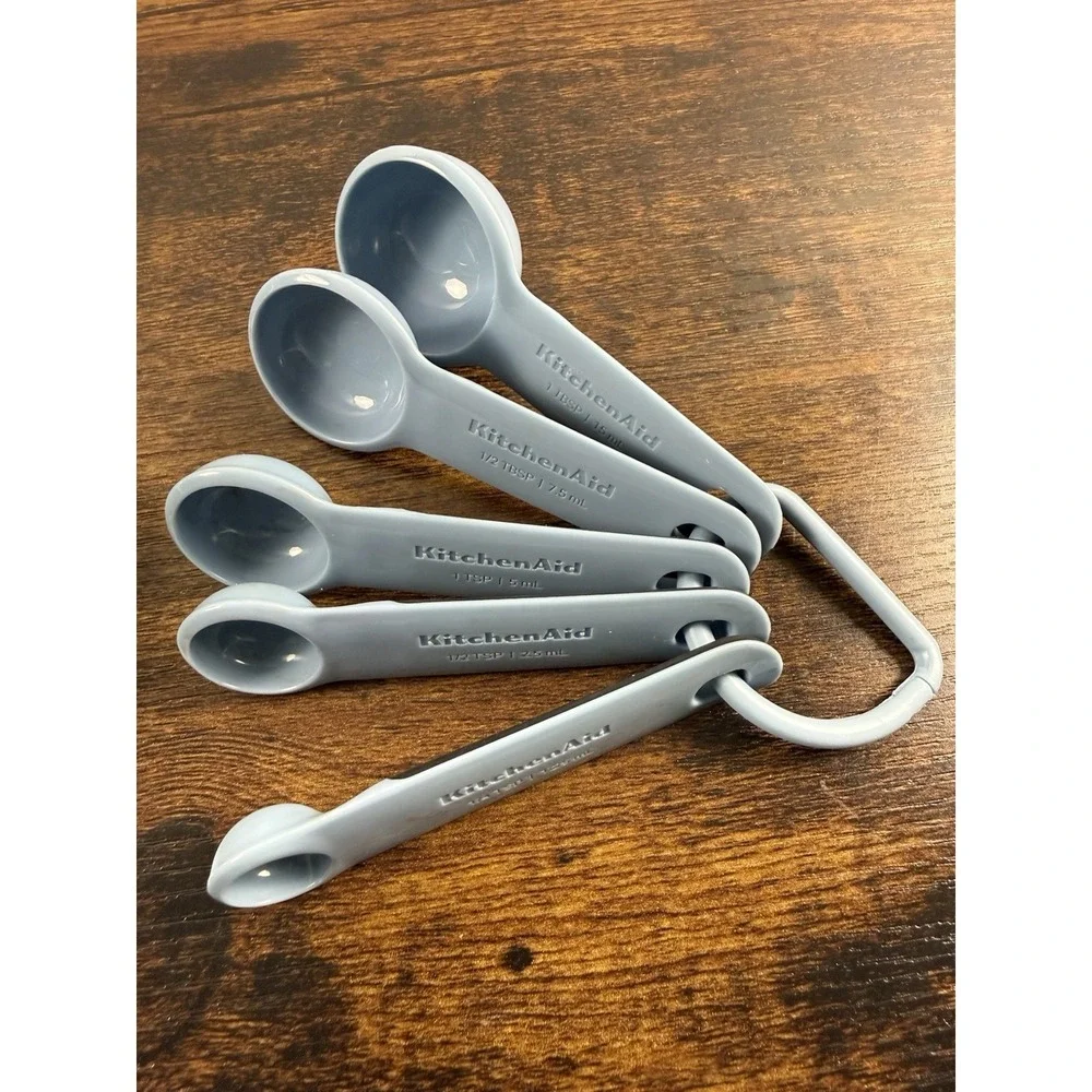 Kitchen Aid‎ Teal Measuring Cups And Spoons, Set Of 9, Soft Grip Handles EUC!
